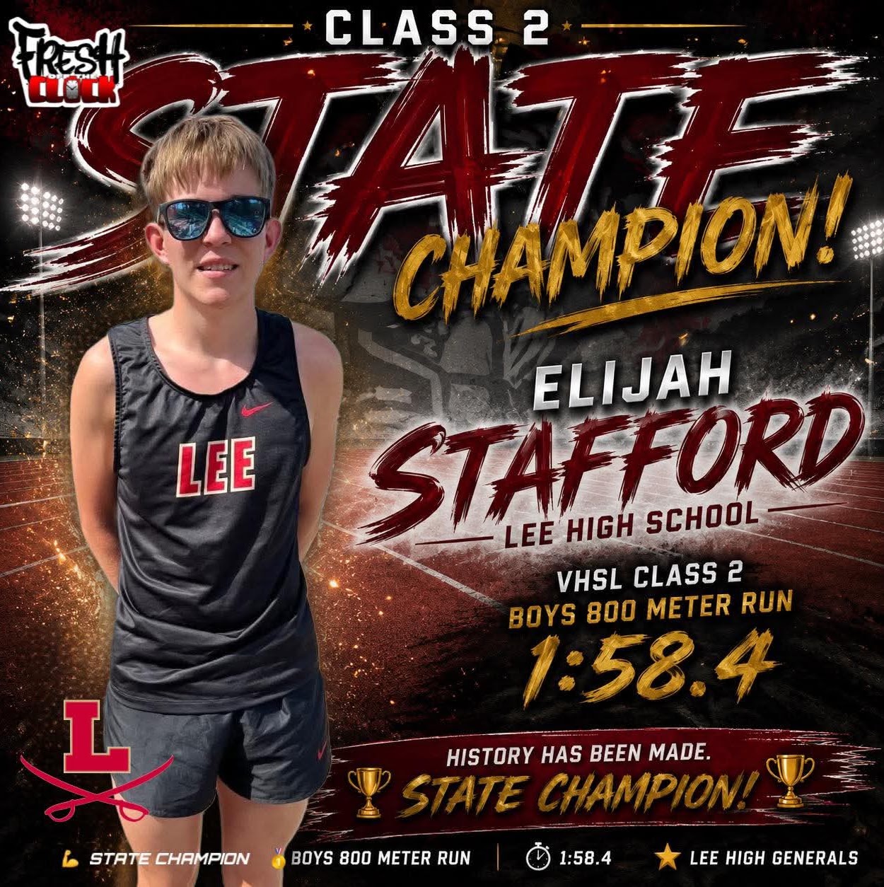 Elijah Stafford Wins State 800m